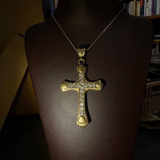 Vintage Taşlı Cross Kolye Ucu
