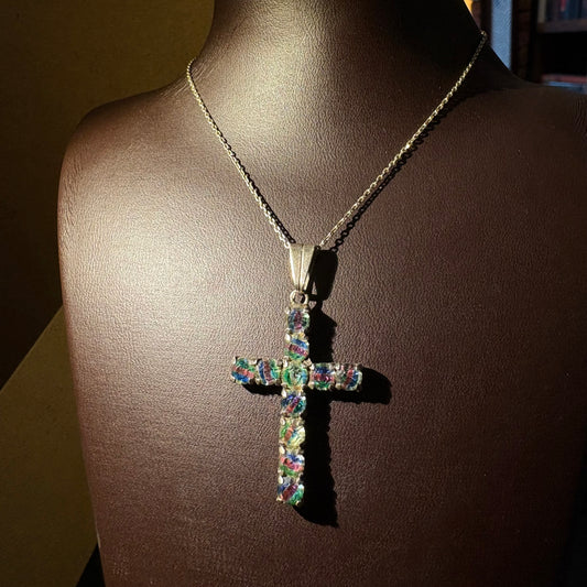 Vintage Renkli Cross Kolye Ucu